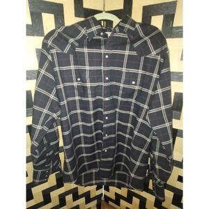 Ely Cattleman Western Plaid‎ Wrinkle Resistant Long Sleeve Shirt Large